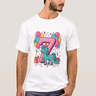 Paard 7e verjaardagsfeestje Schattig Pony Vectoron T-shirt