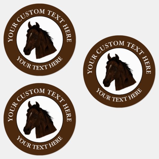 Paard Aangepaste Tekst Klassiek Icoon Logo  Labels (Groep)