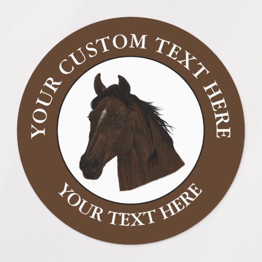 Paard Aangepaste Tekst Klassiek Icoon Logo  Labels (Design 2)