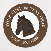 Paard Aangepaste Tekst Klassiek Icoon Logo  Labels (Design 1)