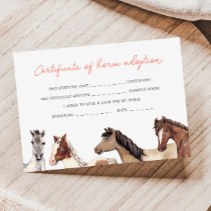 Paard Adoptie Inschrijfkaart