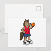 Paard als basketballer met basketbal briefkaart (Voorkant / Achterkant)
