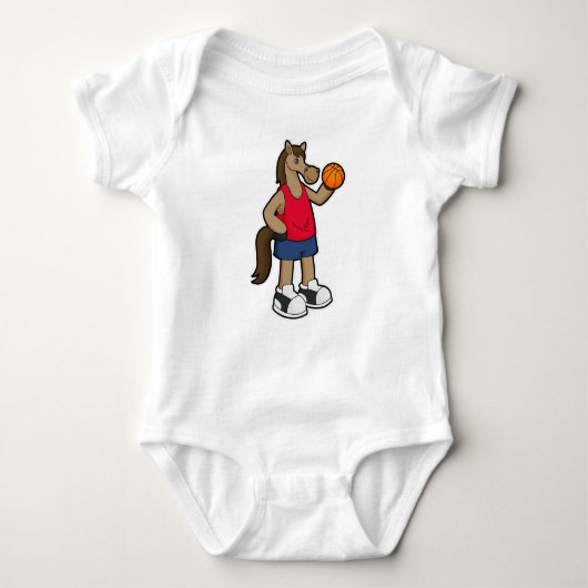 Paard als basketballspeler met basketbal romper (Voorkant)