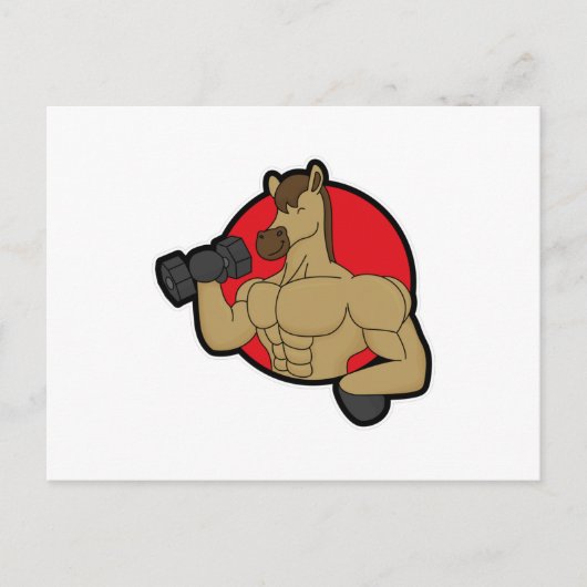 Paard als Bodybuilder met Dumbbell Briefkaart (Voorkant)