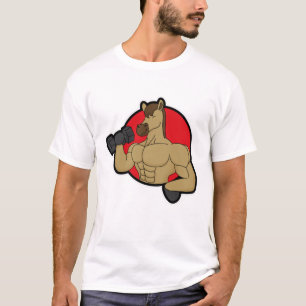 Paard als Bodybuilder met Dumbbell T-shirt