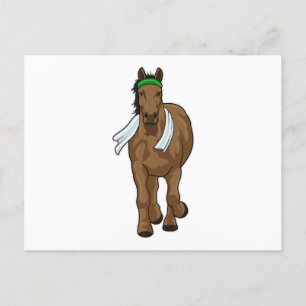 Paard als hardloper met handdoek briefkaart