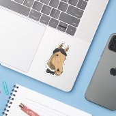 Paard als herenman met Bow stropdas Sticker (Laptop met iPhone)