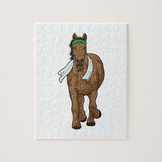 Paard als Runner met handdoek Legpuzzel (Verticaal)