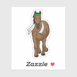 Paard als Runner met handdoek Sticker