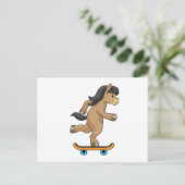 Paard als schaatser met skateboard briefkaart (Staand voorkant)