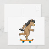 Paard als schaatser met skateboard briefkaart (Voorkant / Achterkant)