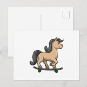 Paard als schaatser met skateboard briefkaart (Voorkant / Achterkant)