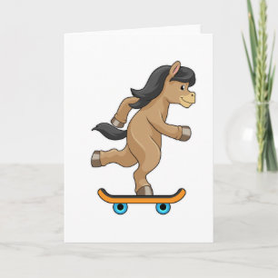 Paard als schaatser met skateboard kaart
