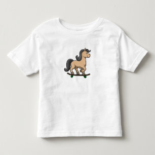 Paard als schaatser met skateboard kinder shirts