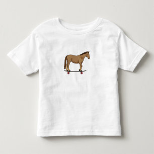 Paard als schaatser op skateboard kinder shirts