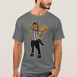 Paard als scheidsrechter met basketbal fluit t-shirt