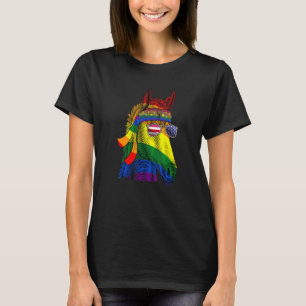 Paard Amerikaanse 4 juli Regenboogvlag Trots Lgbt T-shirt