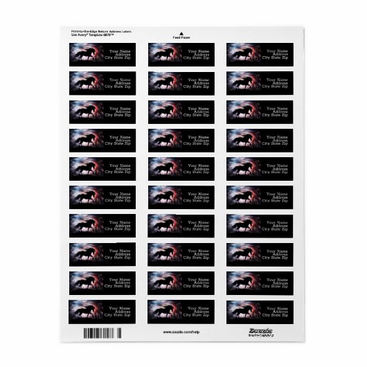 Paard Amerikaanse vlag en vuurwerk Etiket (Full Sheet)