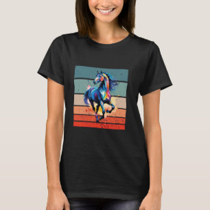Paard aquarel stijl kleuren dynamische verf spette t-shirt