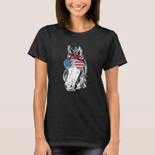 Paard Aviator Zonnebril Dier Amerikaanse Vlag T-shirt