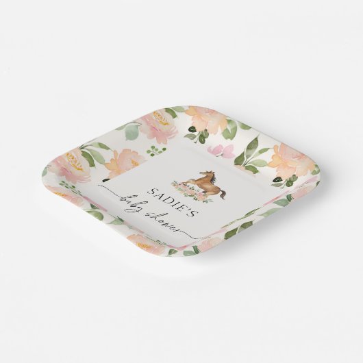 Paard Baby shower papier Borden Papieren Bordje (Gebogen)