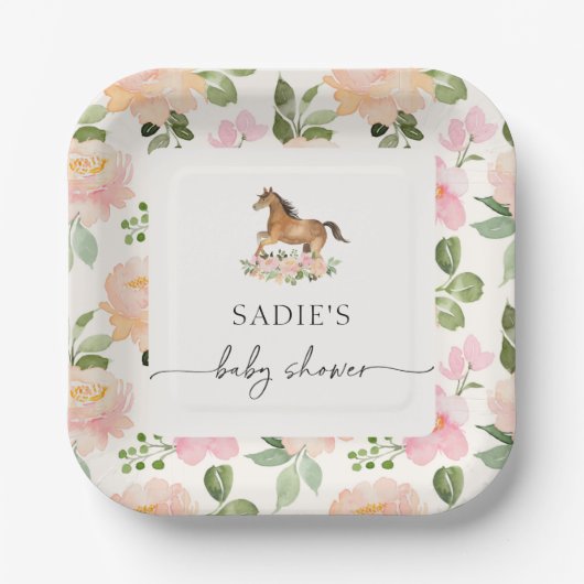 Paard Baby shower papier Borden Papieren Bordje (Voorkant)