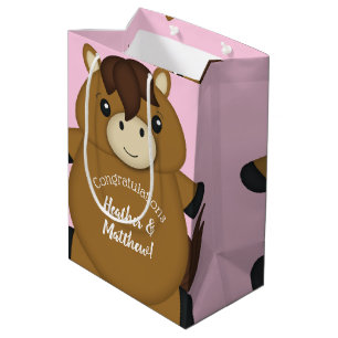 Paard Baby shower Roze Medium Cadeauzakje