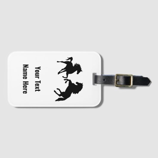 Paard Bagagelabel met aangepaste tekstnaam en kleu (Voorkant (horizontaal))