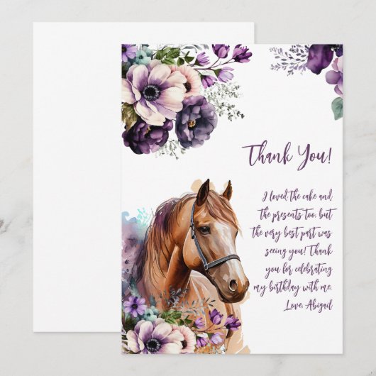 Paard Bedankt Purple Flowers (Voorkant / Achterkant)