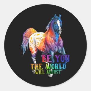 Paard ben jij de wereld zal aanpassen ronde sticker
