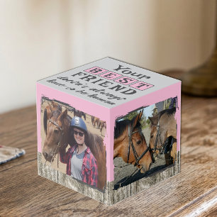 Paard beste vriend 4 foto robuuste grijs roze kubus
