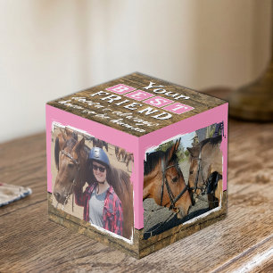 Paard beste vriend 4 foto roestbruin roze kubus