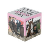 Paard beste vriend 4 foto rustiek grijs roze kubus (Achter hoekig)