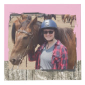 Paard beste vriend 4 foto rustiek grijs roze kubus (Voorkant)