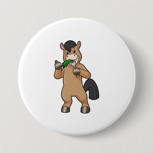Paard bij het Eaten Vegan Ronde Button 7,6 Cm (Voorkant)