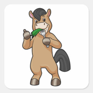 Paard bij het Eaten Vegan Vierkante Sticker