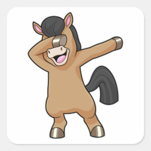 Paard bij Hip Hop Dance Dab Vierkante Sticker