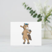Paard bij honkbal met honknuppel briefkaart (Staand voorkant)