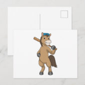 Paard bij honkbal met honknuppel briefkaart (Voorkant / Achterkant)