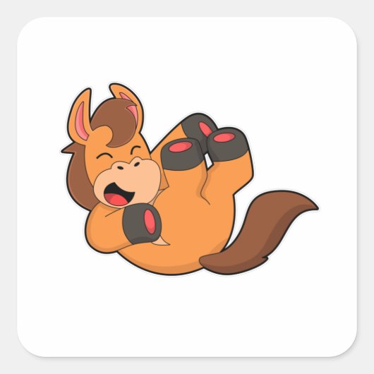 Paard bij lachen vierkante sticker (Voorkant)