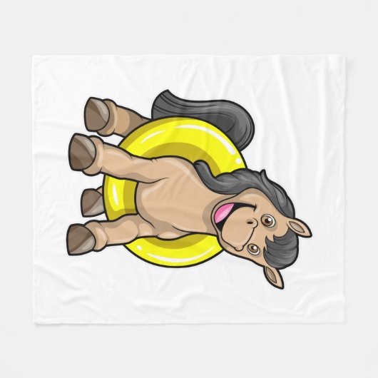 Paard bij strand met draaiende ring fleece deken (Voorkant (Horizontaal))