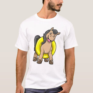 Paard bij strand met draaiende ring t-shirt