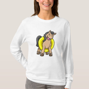 Paard bij strand met draaiende ring t-shirt