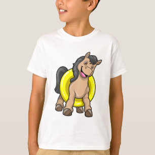 Paard bij strand met draaiende ring t-shirt