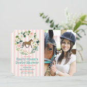 Paard Bloemen Derby Vrijgezellenfeest Fotouitnodig Kaart (Staand voorkant)