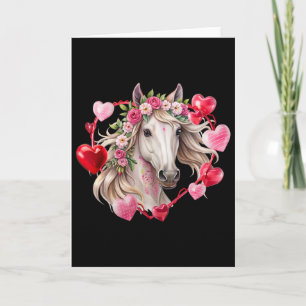 Paard Bloemen Harten Gelukkige Valentijnsdag Eques Kaart