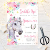 Paard Bloemen Verjaardag uitnodiging voor Meisje