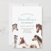 Paard Boho Cowboy Verjaardagsuitnodiging Kaart (Voorkant)