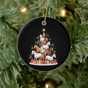 Paard Boom Kerst Paarden Kerstcadeaus Keramisch Ornament