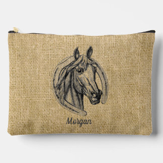 Paard Cameo op Burlap gepersonaliseerd Etui